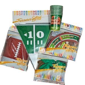 Football Birthday Party Supplies Set Cups Decor Banners Balloons Cupcake Kit
